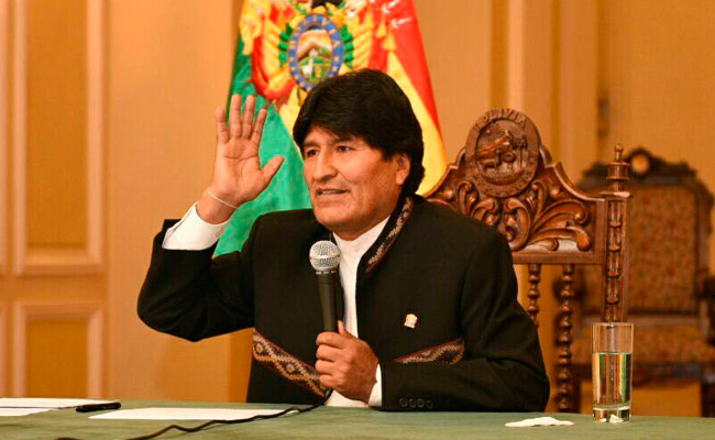 El presidente Evo Morales durante una conferencia de prensa en Palacio de Gobierno. Foto: ABI
