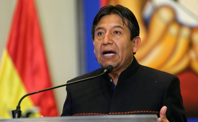 El canciller David Choquehuanca durante una conferencia de prensa en La Paz. Foto: EFE