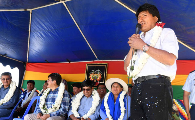 El Presidente Evo Morales pronuncia undiscurso Colcapirhua, Cochabamba. Foto: ABI