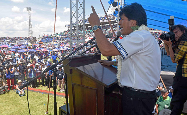 El presidente Evo Morales durante la celebración de su décimo primer año en el poder en Ivirgarzama. departamento de Cochabamba. Foto: ABI