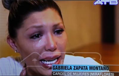Imagen de la entrevista a Gabriela Zapata transmitida por la red ATB. Foto: EFE
