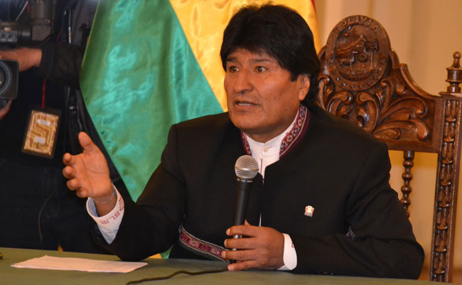 El presidente Evo Morales en conferencia de prensa. Foto: ABI