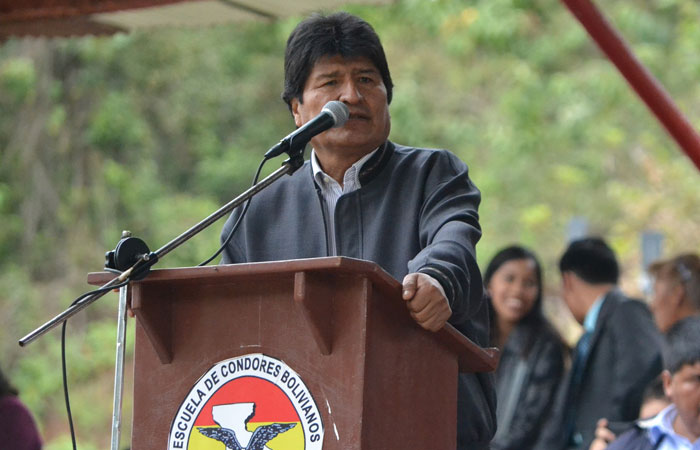 El presidente Evo Morales durante la graduación de 'Cóndores Satinadores'. Foto: ABI