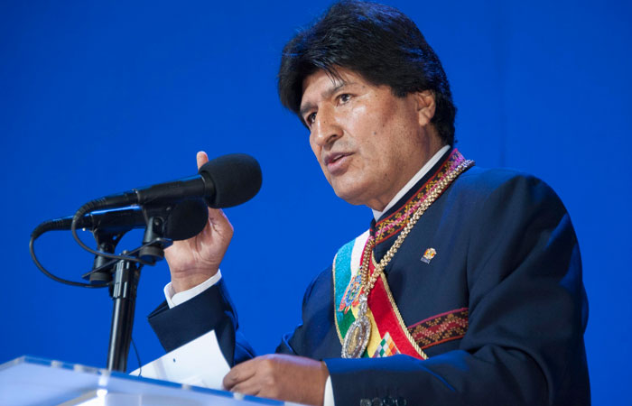 El presidente Evo Morales durante su mensaje el año pasado en la ciudad de Tarija. Foto. Foto: ABI