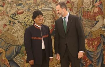 Evo Morales visita al Rey de España en el Palacio de La Zarzuela