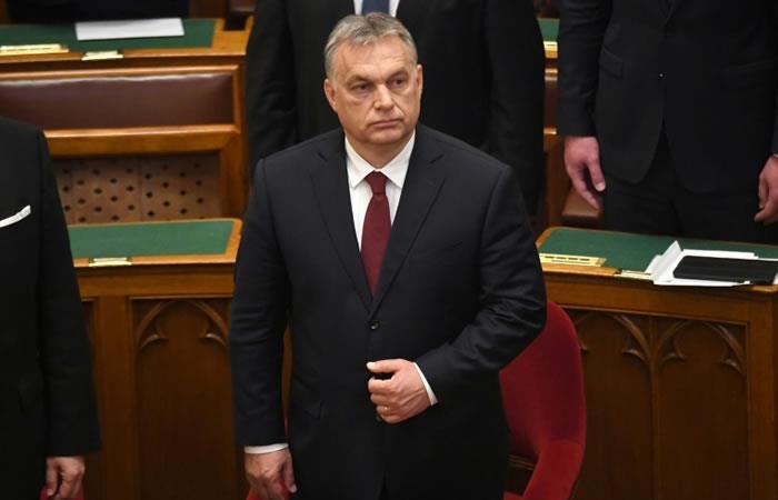 Viktor Orban, en su escaño del Parlamento húngaro. Foto: AFP