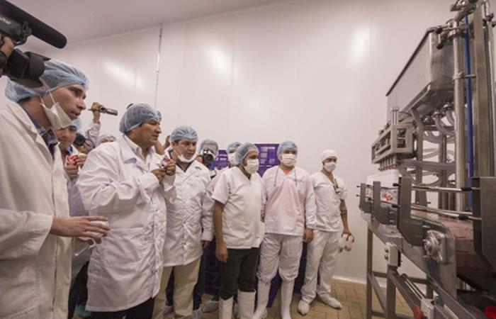 Evo Morales inaugura procesadora de lácteos. Foto: ABI