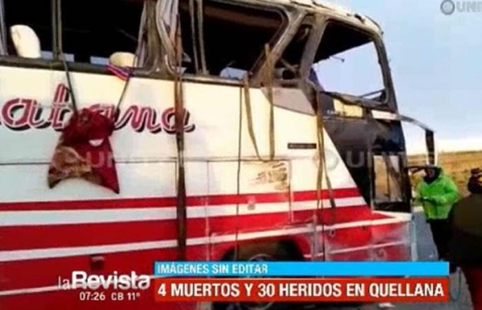 La Paz: Accidente de autobús deja cuatro muertos. Foto: ABI