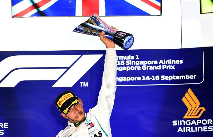 Lewis Hamilton gana en el Gran Premio de Singapur. Foto: AFP
