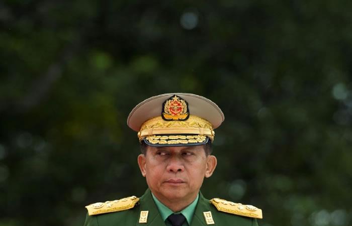 El jefe del ejército birmano, el general Min Aung Hlaing, en Rangún. Foto: AFP