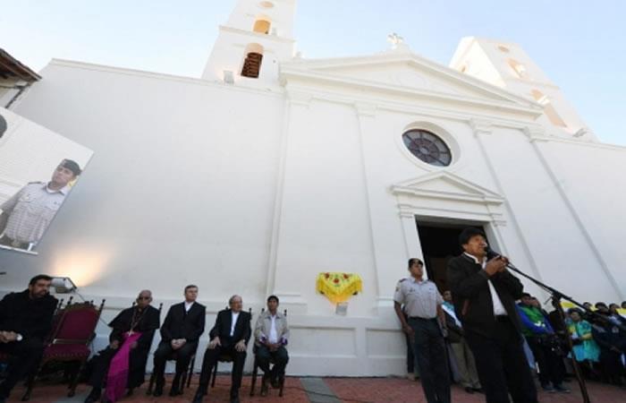 El Jefe de Estado entregó iglesia restaurada. Foto: ABI