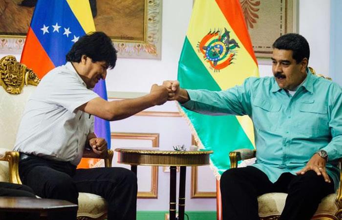 Presidente de Bolivia, Evo Morales (i) junto al mandatario de Venezuela, Nicolás Maduro (d).. Foto: Twitter