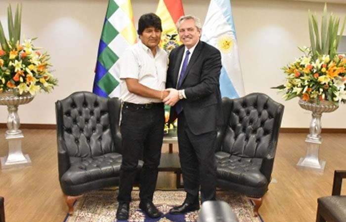 Presidente de Bolivia, Evo Morales (i), junto al presidente electo de Argentina, Alberto Fernández (d). Foto: ABI