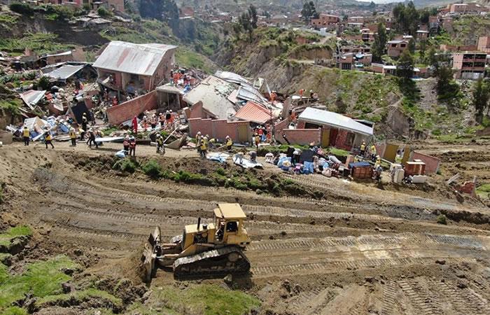 Casas afectadas en el deslizamiento del barrio de Ovejuyo. Foto: EFE