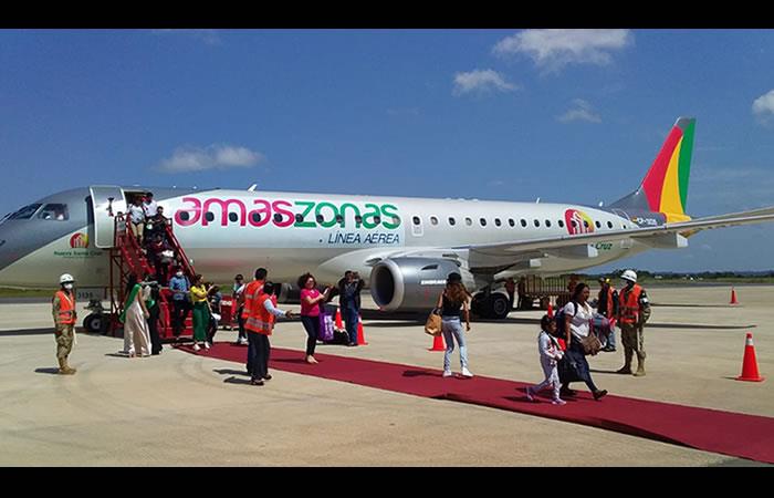 La línea aérea privada Amaszonas inició sus operaciones en Cobija. Foto: ABI