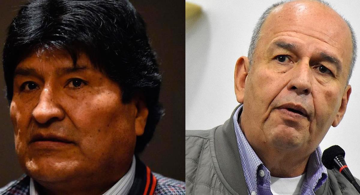 Expresidente de Bolivia, Evo Morales y el ministro interino de Gobierno (Interior) de Bolivia, Arturo Murillo. Foto: EFE