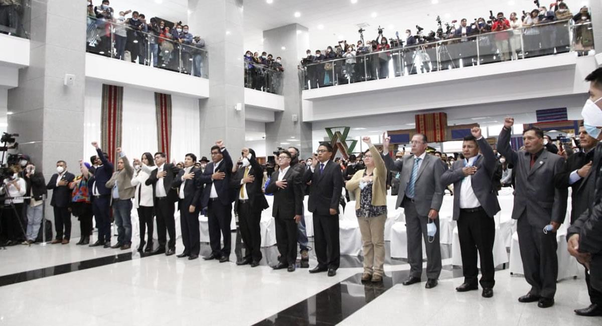 Acto de posesión del gabinete del presidente de Bolivia, Luis Arce. Foto: ABI
