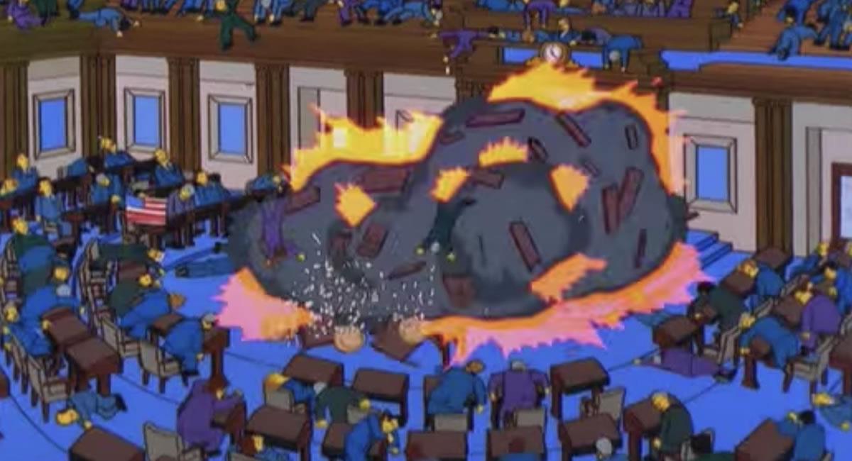 Escena de 'Los Simpson' con la predicción del asalto al Capitolio. Foto: Twitter @HJMO1987
