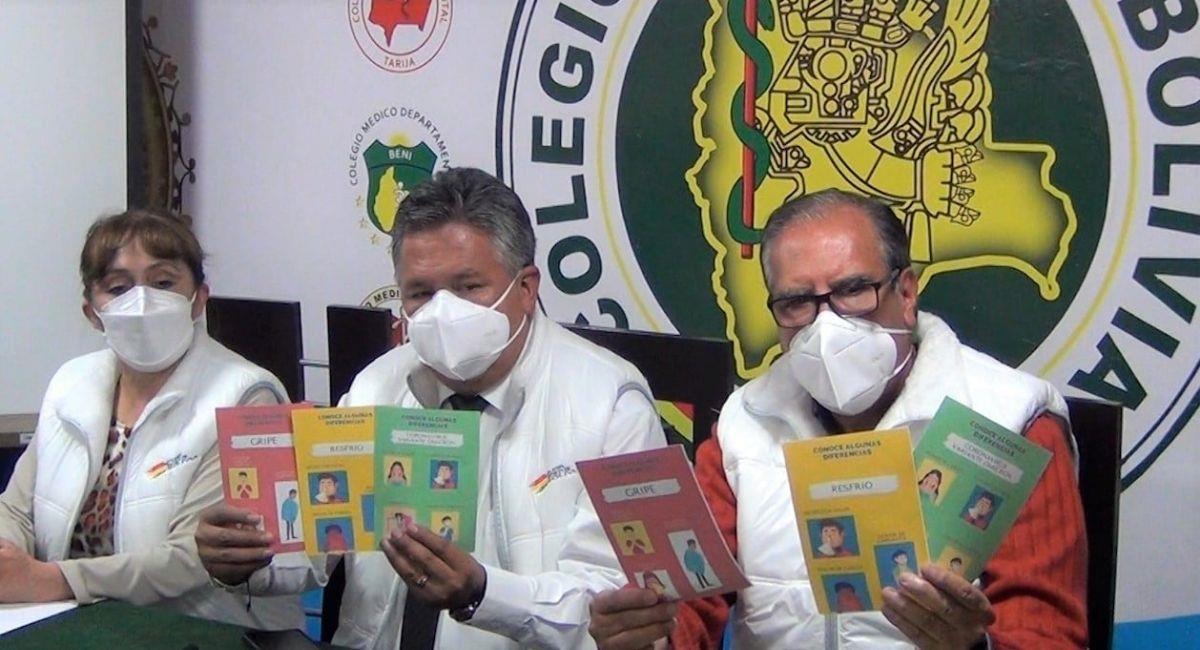 Colegio de Médicos de Bolivia presentando campaña informativa acerca de la Ómicron. Foto: Facebook