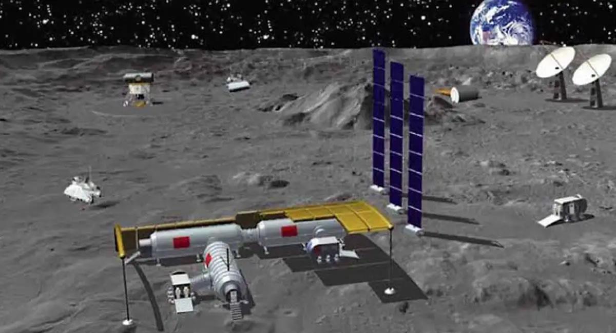 Construir una base en el polo sur de la Luna tendría la ventaja de los paneles solares. Foto: Twitter @CGTN