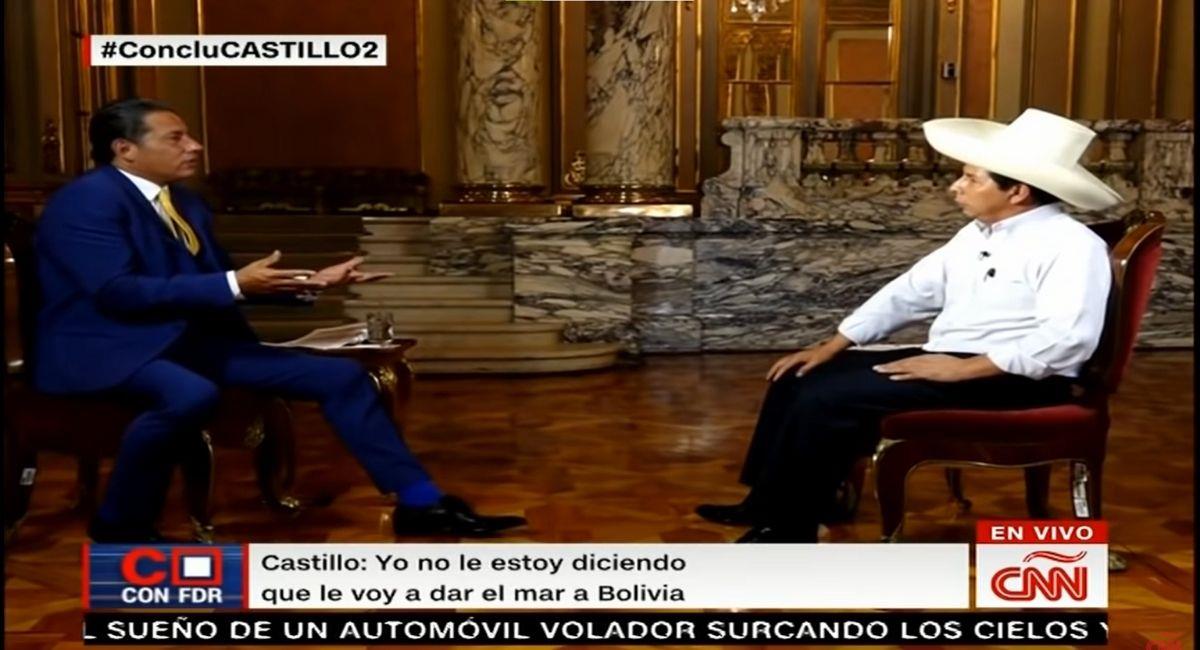 Entrevista con el presidente peruano Pedro Castillo. Foto: Youtube