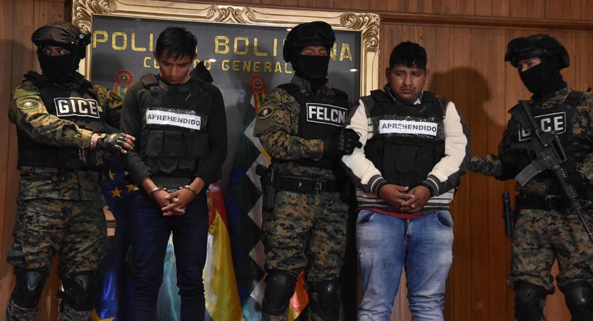 Dos personas involucradas al narcotráfico, quienes grabaron videos de TikTok. Foto: Ministerio de Gobierno