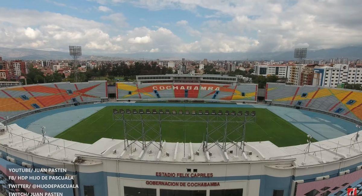 Imagen panorámica del Estadio Félix Capriles en Cochabamba. Foto: Youtube