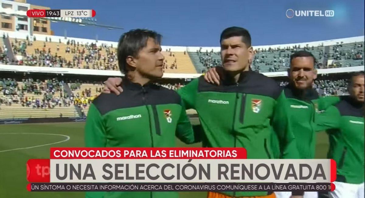 Marcelo Martins y Carlos Lampe al inicio de un partido con la selección boliviana. Foto: Youtube