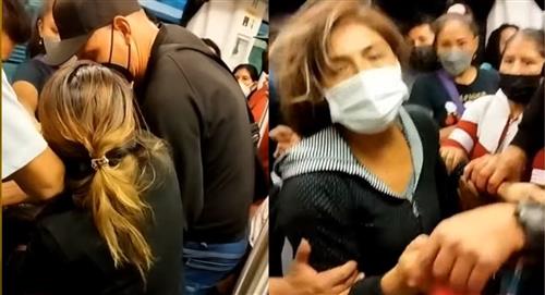 Mujer ataca a la amante de su esposo luego de que ambos se sentaran a su lado en un metro en Lima