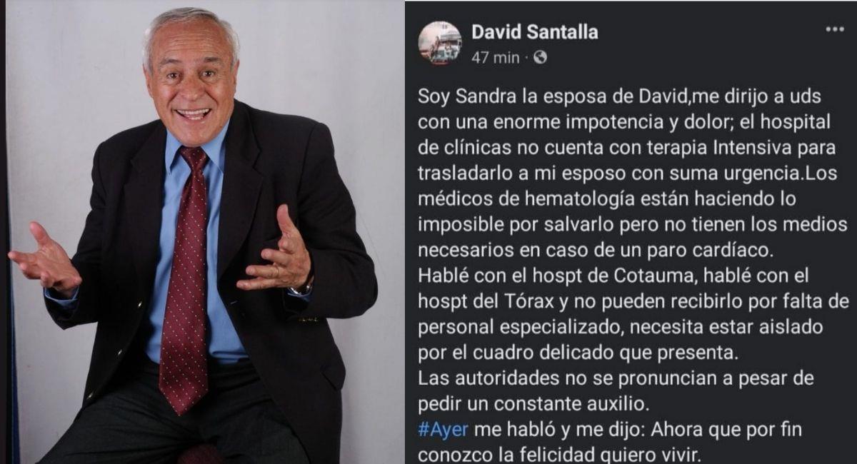 David Santalla y declaraciones de su esposa a través de Facebook. Foto: Facebook