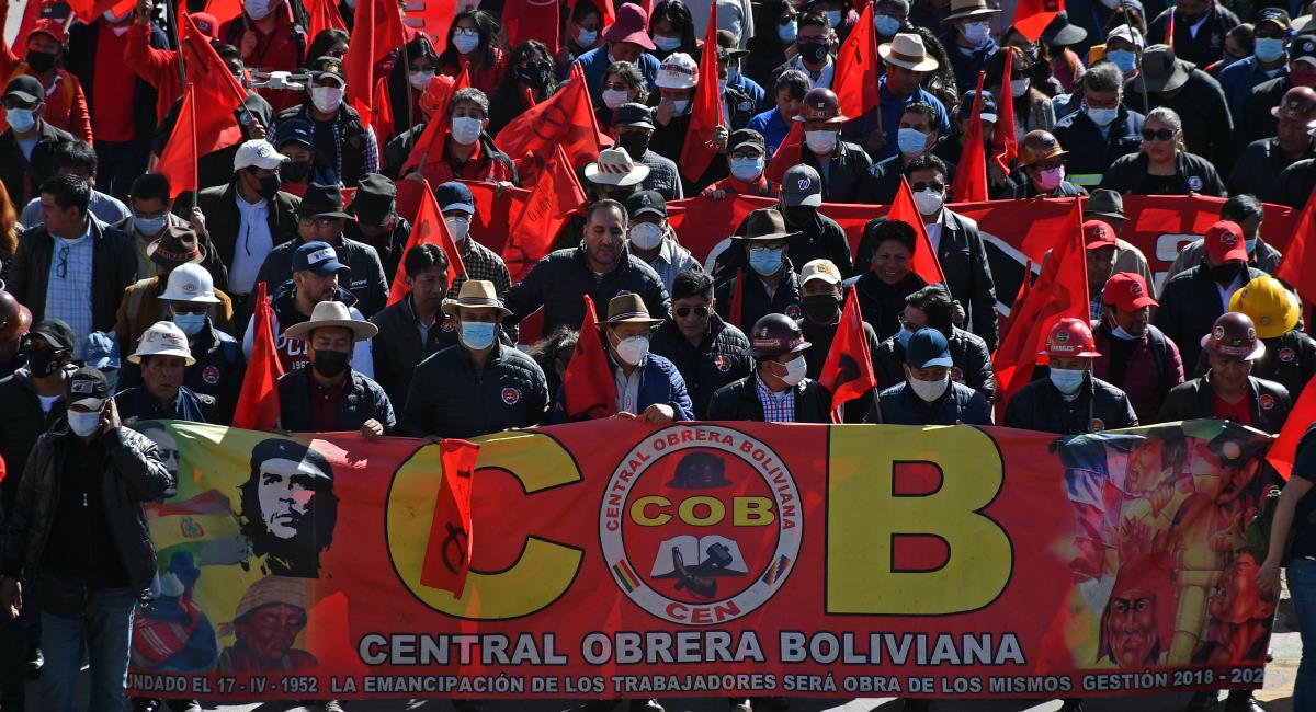 Marcha por el Día del Trabajo en Bolivia. Foto: EFE