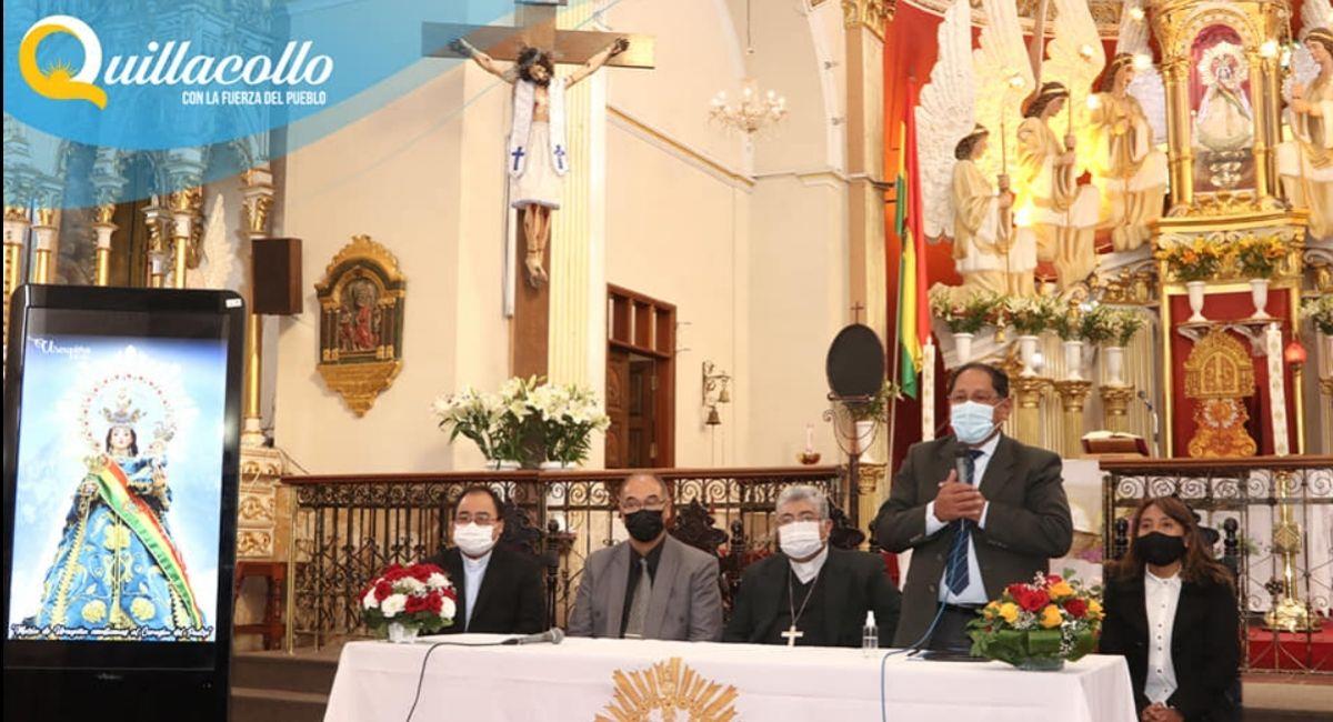 Confirmación de la fiesta de la Virgen de Urkupiña 2022 en el templo de San Ildefonso en Quillacollo. Foto: Facebook