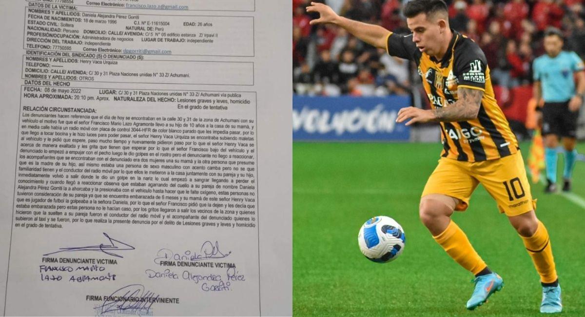 Henry Vaca y el documento de denuncia en contra del jugador. Foto: Facebook