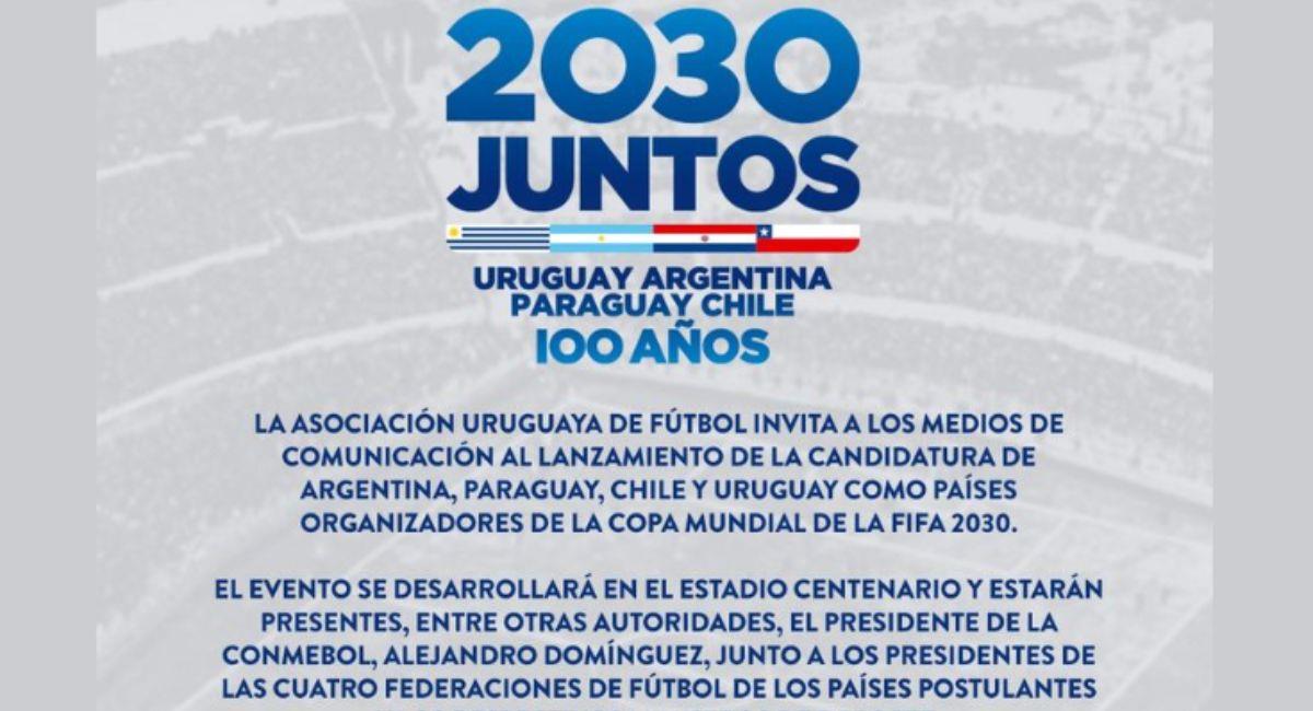 Comunicado oficial de la Asociación Uruguaya de Fútbol. Foto: Facebook