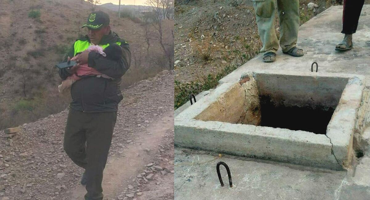 La bebé fue hallada en un tanque de agua con signos de hipotermia. Foto: Facebook Policía Boliviana