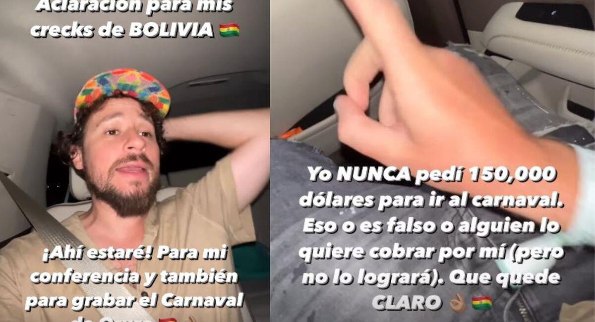 El youtuber dijo que asistirá al Carnaval de Oruro "por su cuenta". Foto: Instagram @luisitocomunica