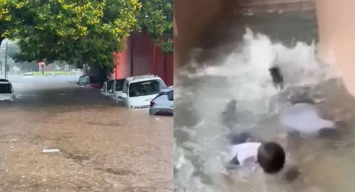 La urbe se inundó y diversas infraestructuras y vehículos resultaron afectados. Foto: Facebook Noticias el chaqueñito