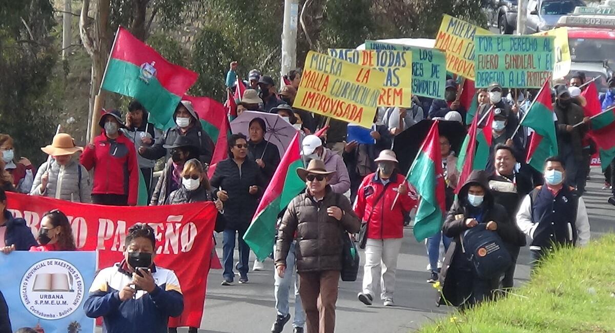 El Magisterio inició este martes con un piquete de huelga de hambre en la ciudad de La Paz. Foto: Facebook Magisterio de La Paz