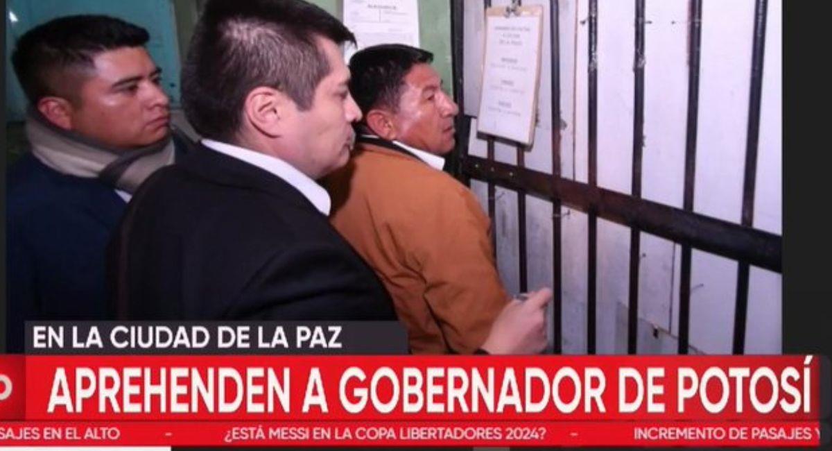 El gobernador de Potosí, Jhonny Mamani, fue capturado la noche de este miércoles en La Paz. Foto: Twitter Captura @Unitel