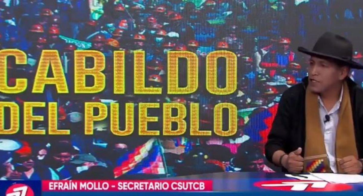 EL cabildo ontará con la participación de las organizaciones que no fueron tomadas en cuenta por Evo. Foto: Captura Bolivia Tv