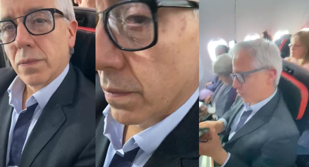 El exvicepresidente Álvaro García Linero viajaba en el mismo vuelo que Carolina. Fue confrontado. Foto: Twitter Captura video @caroriberanez