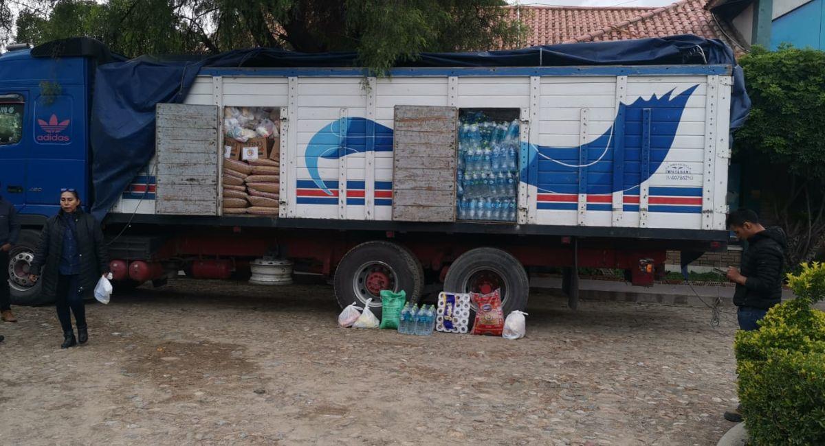 La caravana de camiones trasportaba al menos 38 toneladas de ayuda humanitaria. Foto: Facebook Min de Obras Públicas