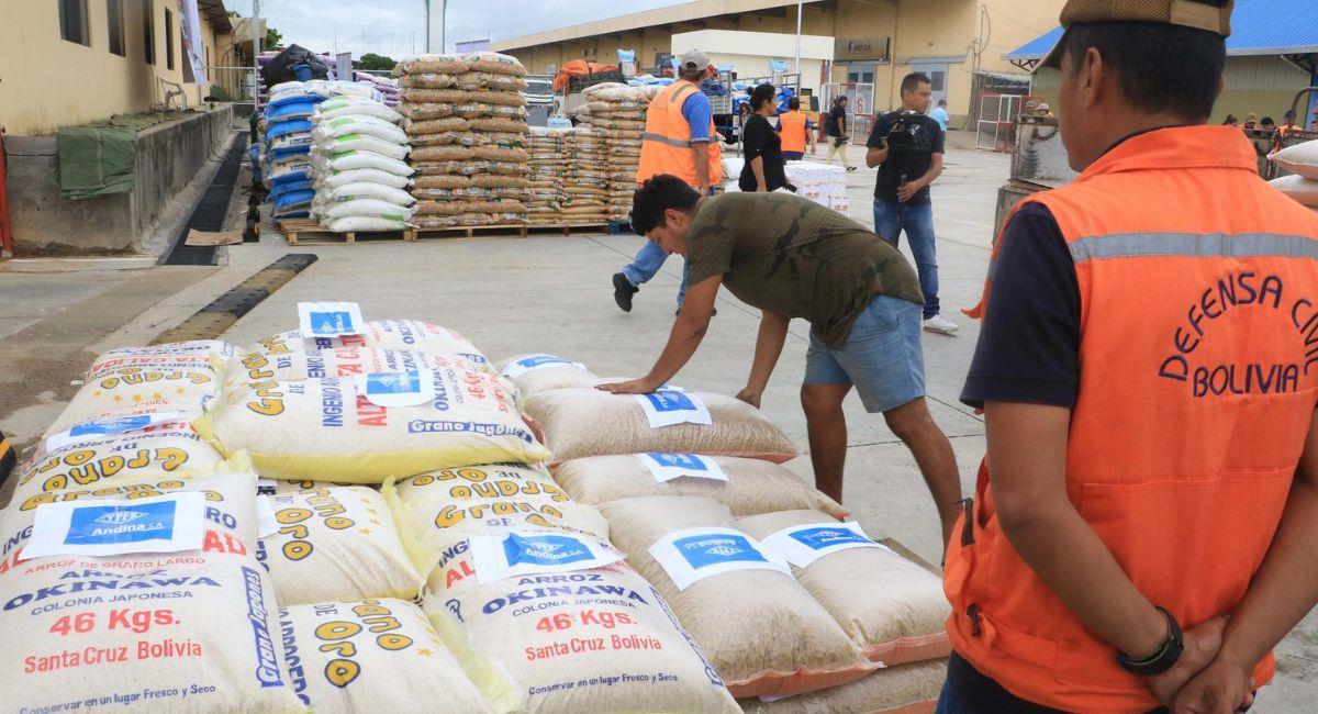 La ayuda humanitaria está compuesta de alimentos no perecederos para las víctimas de los incendios. Foto: EFE