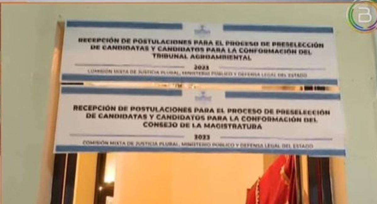 La recepción de documentos de postulantes a magistrados comenzará este martes 20 de febrero. Foto: Twitter Captura @BoliviaTV.
